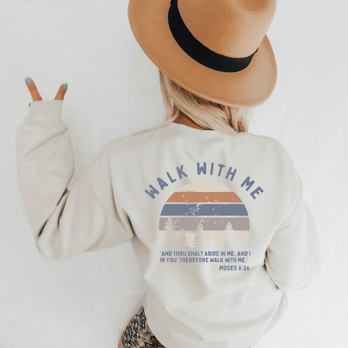 Walk With Me | Moses 6:34 | Sunset Sweatshirt Sunsets La Bella Rose Boutique