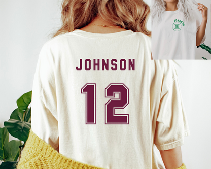 Custom Name and Number Baseball Comfort Color Tee