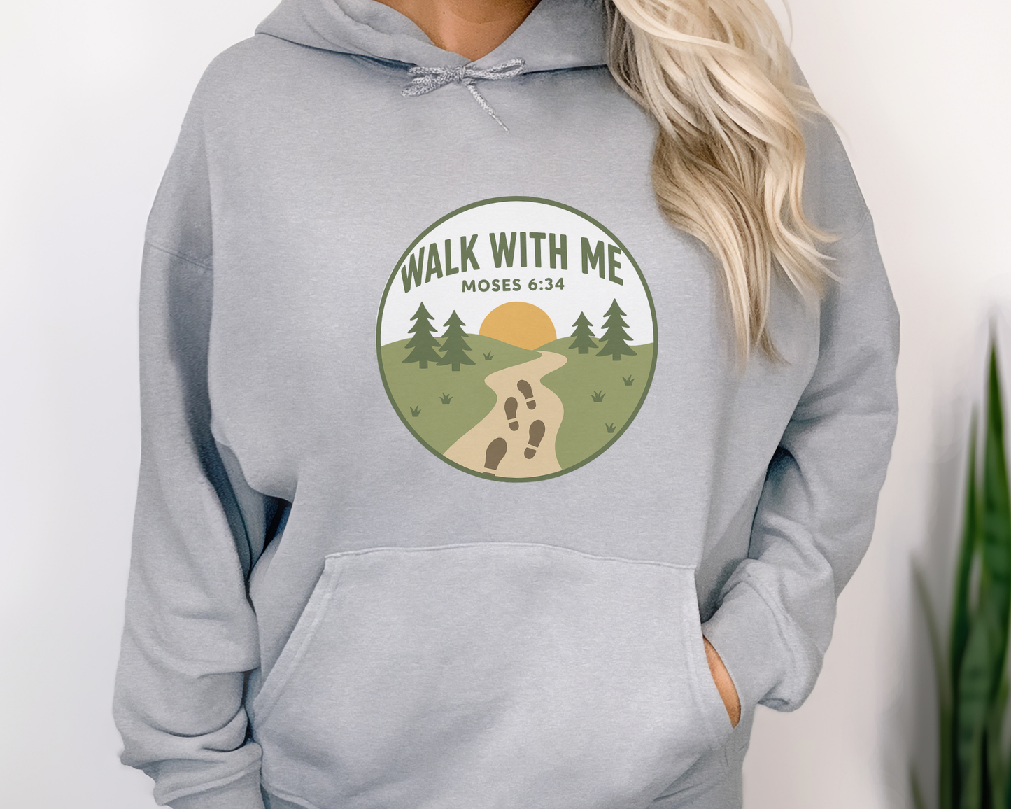 Walk With Me | Moses 6:34 | Foot Steps Hoodie La Bella Rose Boutique