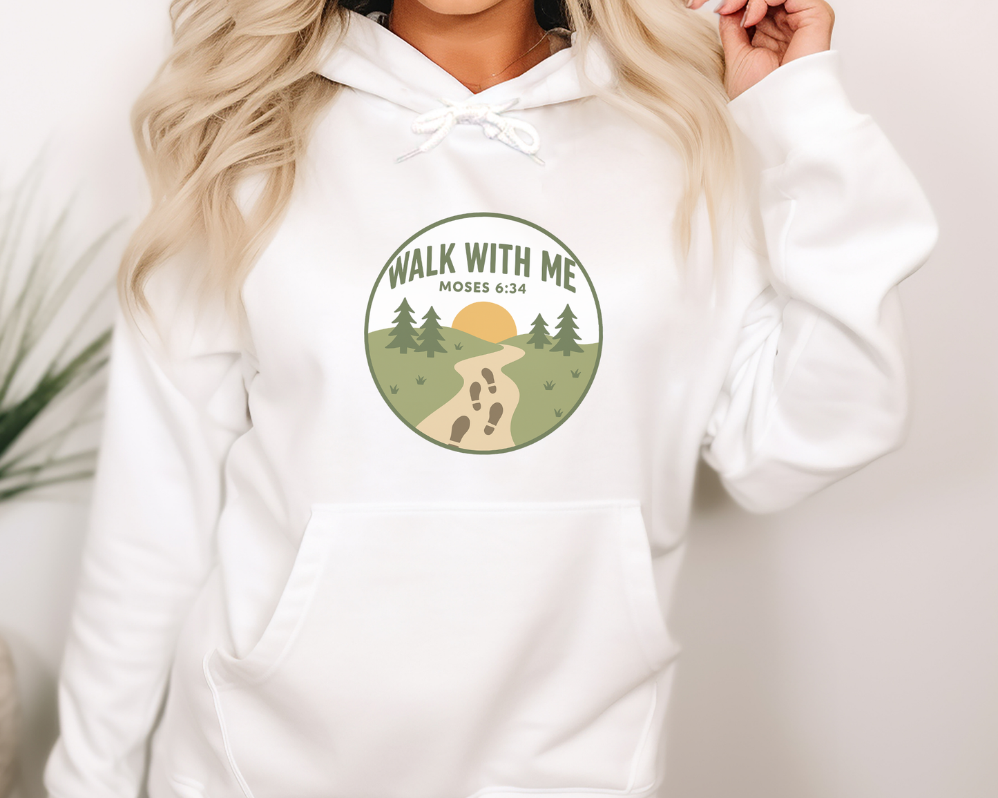 Walk With Me | Moses 6:34 | Foot Steps Hoodie La Bella Rose Boutique