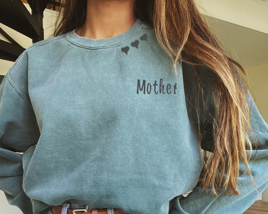 Mom Personalized Embroidered Comfort Color Sweatshirt