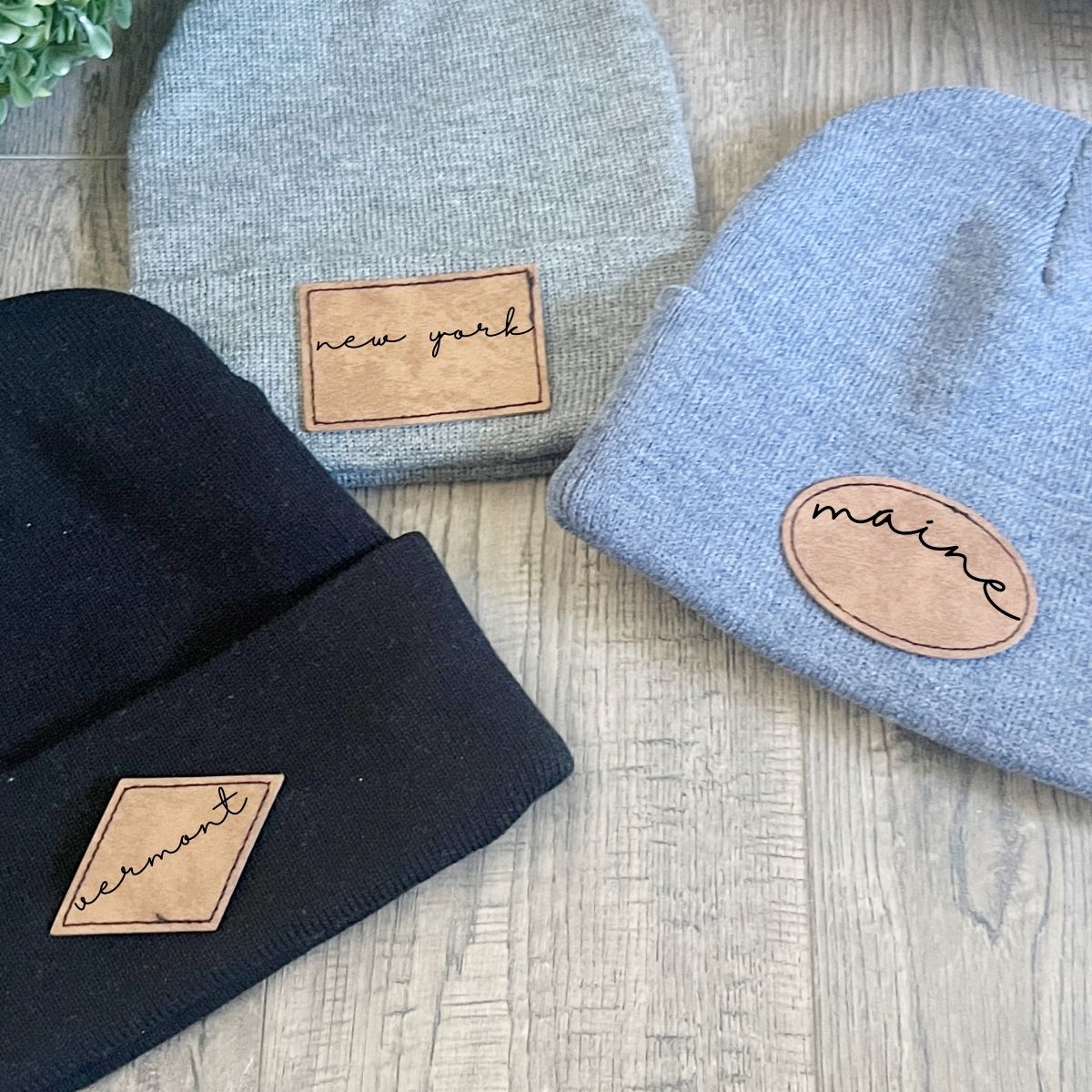 State-Themed Beanies with Leather Patches – Stylish and Warm Hats for Utah, Wyoming, Idaho, and Beyond