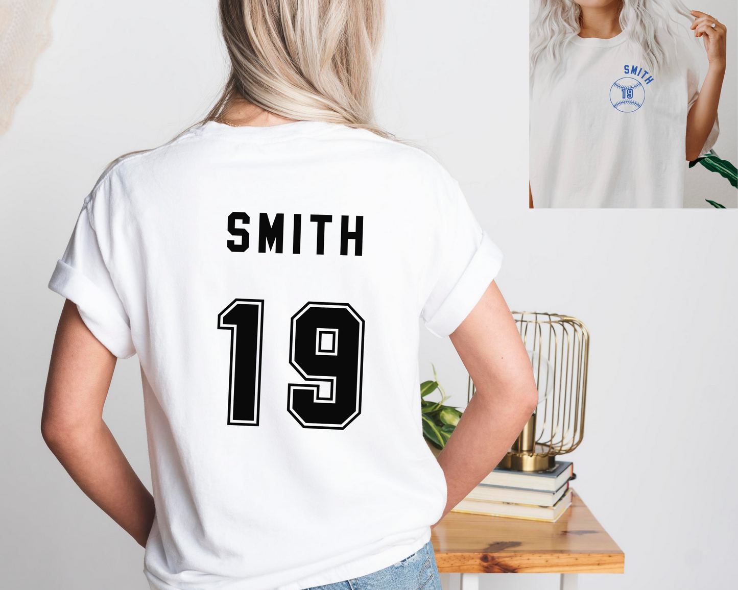 Custom Name and Number Baseball Comfort Color Tee