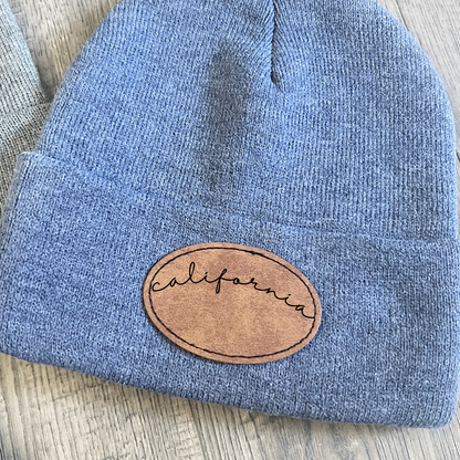 State-Themed Beanies with Leather Patches – Stylish and Warm Hats for Utah, Wyoming, Idaho, and Beyond