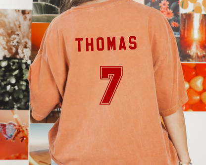 Custom Name and Number Baseball Comfort Color Tee