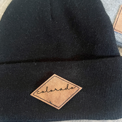 State-Themed Beanies with Leather Patches – Stylish and Warm Hats for Utah, Wyoming, Idaho, and Beyond