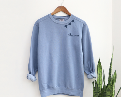 Mom Personalized Embroidered Comfort Color Sweatshirt