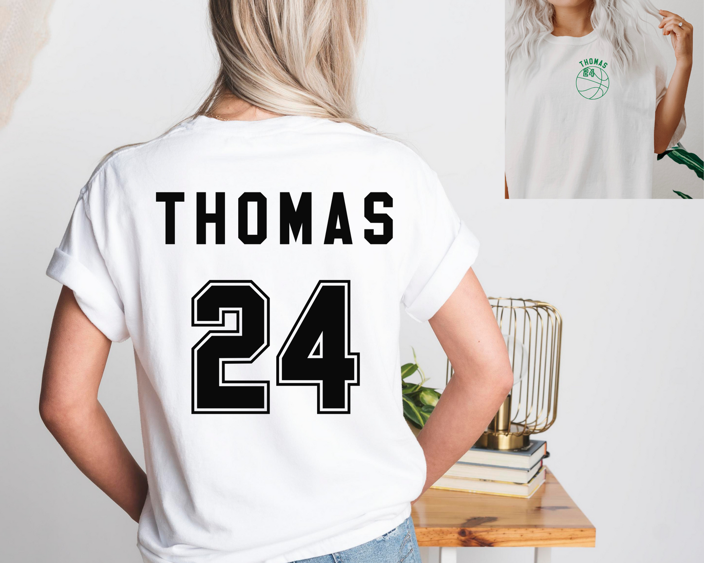 Custom Name and Number Basketball Comfort Color Tee