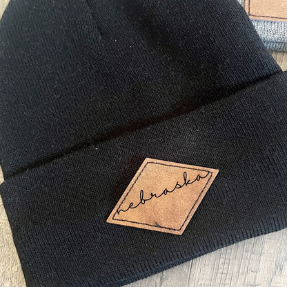 State-Themed Beanies with Leather Patches – Stylish and Warm Hats for Utah, Wyoming, Idaho, and Beyond