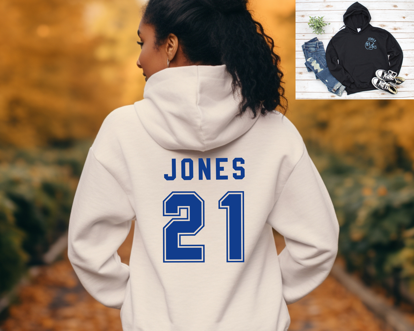 Custom Name and Number Football Hoodie