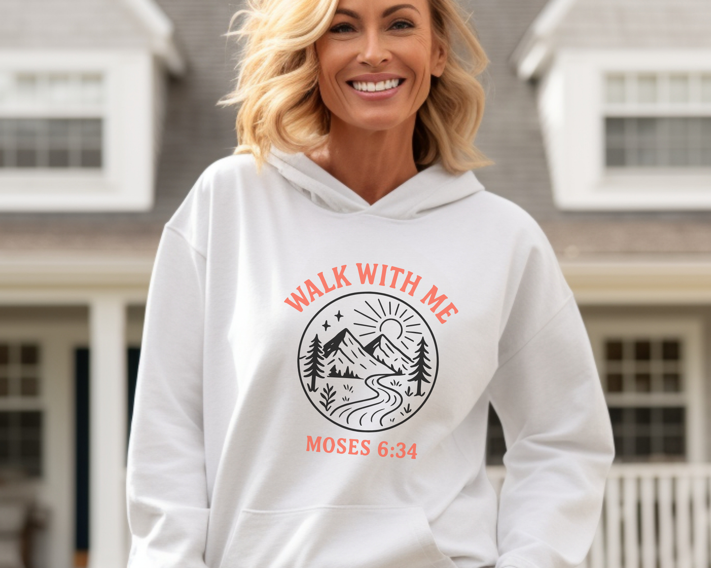 Walk With Me | Moses 6:34 | Round Image Hoodie La Bella Rose Boutique