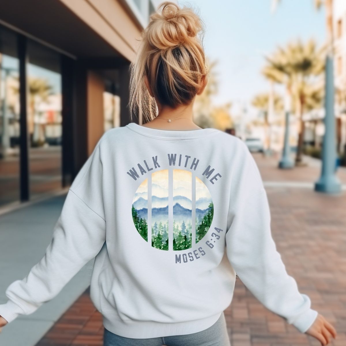 Walk With Me | Moses 6:34 | Sunset Sweatshirt Sunsets La Bella Rose Boutique