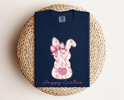 Happy Easter Bunny T-Shirt, Coquette Easter, Cute Bunny Tee, Rabbit Tshirt, Easter Bunny Shirt, Easter Gift, Rabbit Tee, Bunny Shirt for Mom