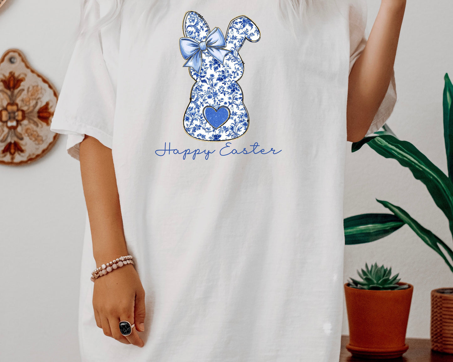 Happy Easter Bunny T-Shirt, Coquette Easter, Cute Bunny Tee, Rabbit Tshirt, Easter Bunny Shirt, Easter Gift, Rabbit Tee, Bunny Shirt for Mom