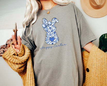 Happy Easter Bunny T-Shirt, Coquette Easter, Cute Bunny Tee, Rabbit Tshirt, Easter Bunny Shirt, Easter Gift, Rabbit Tee, Bunny Shirt for Mom