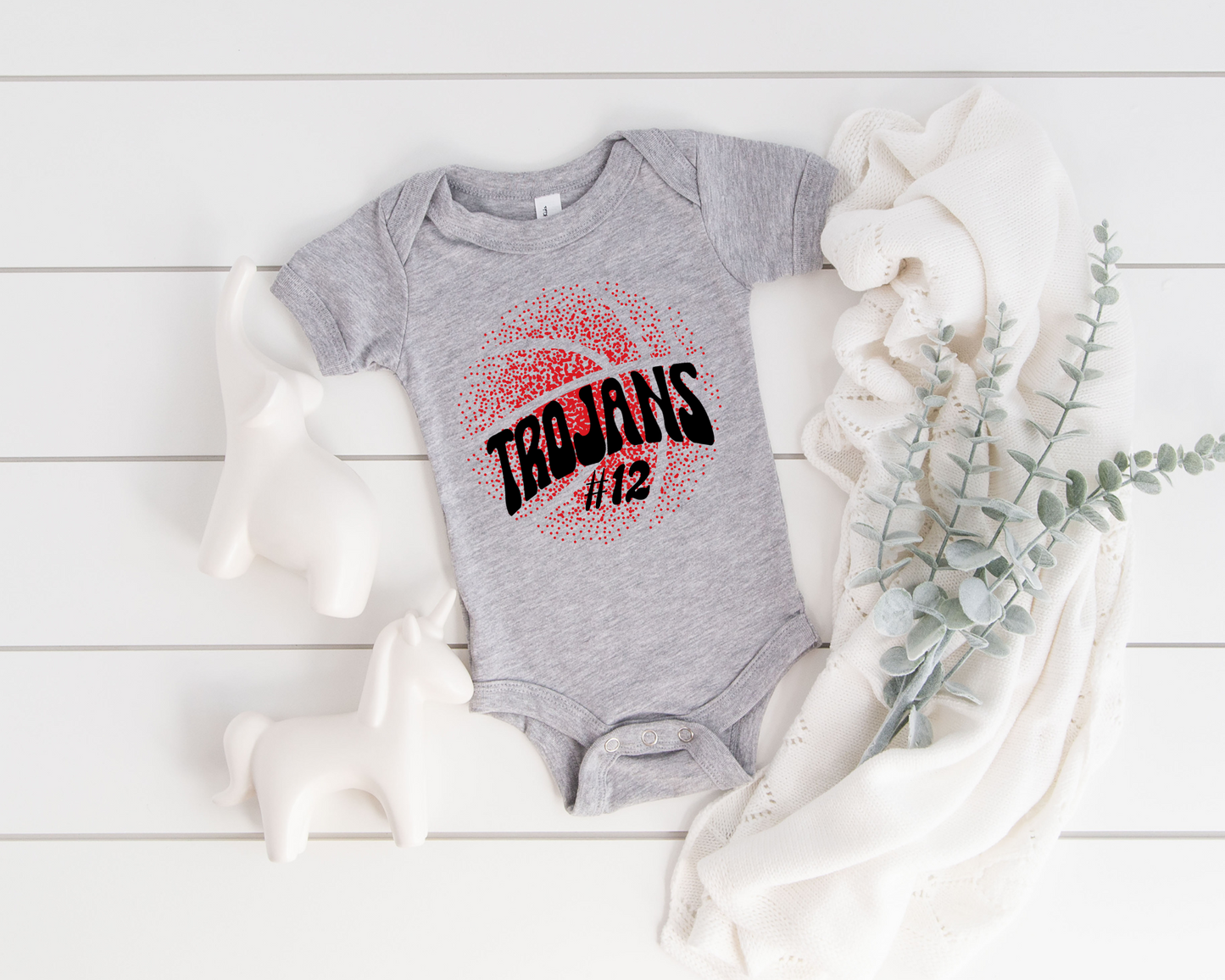 New Font Faded Basketball Baby Bodysuit