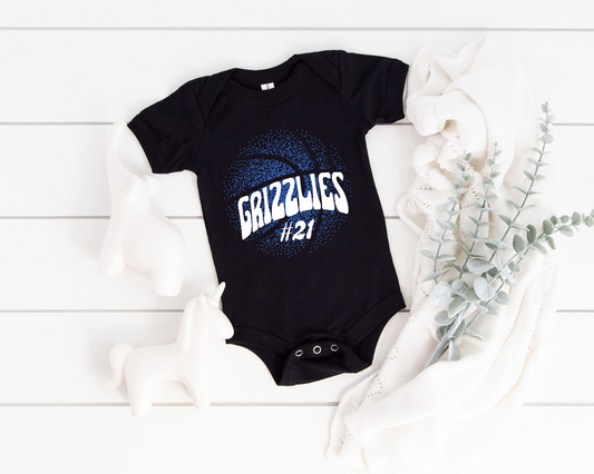 New Font Faded Basketball Baby Bodysuit