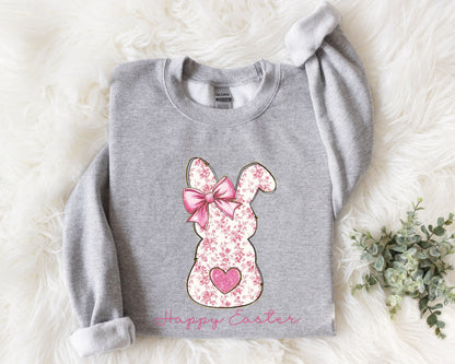 Happy Easter Bunny Sweatshirt, Rabbit Tee, Cute Easter Crewneck, Bunny Ears Sweater, Easter Day Gift, Rabbit Easter, Easter Egg Hunt Shirt