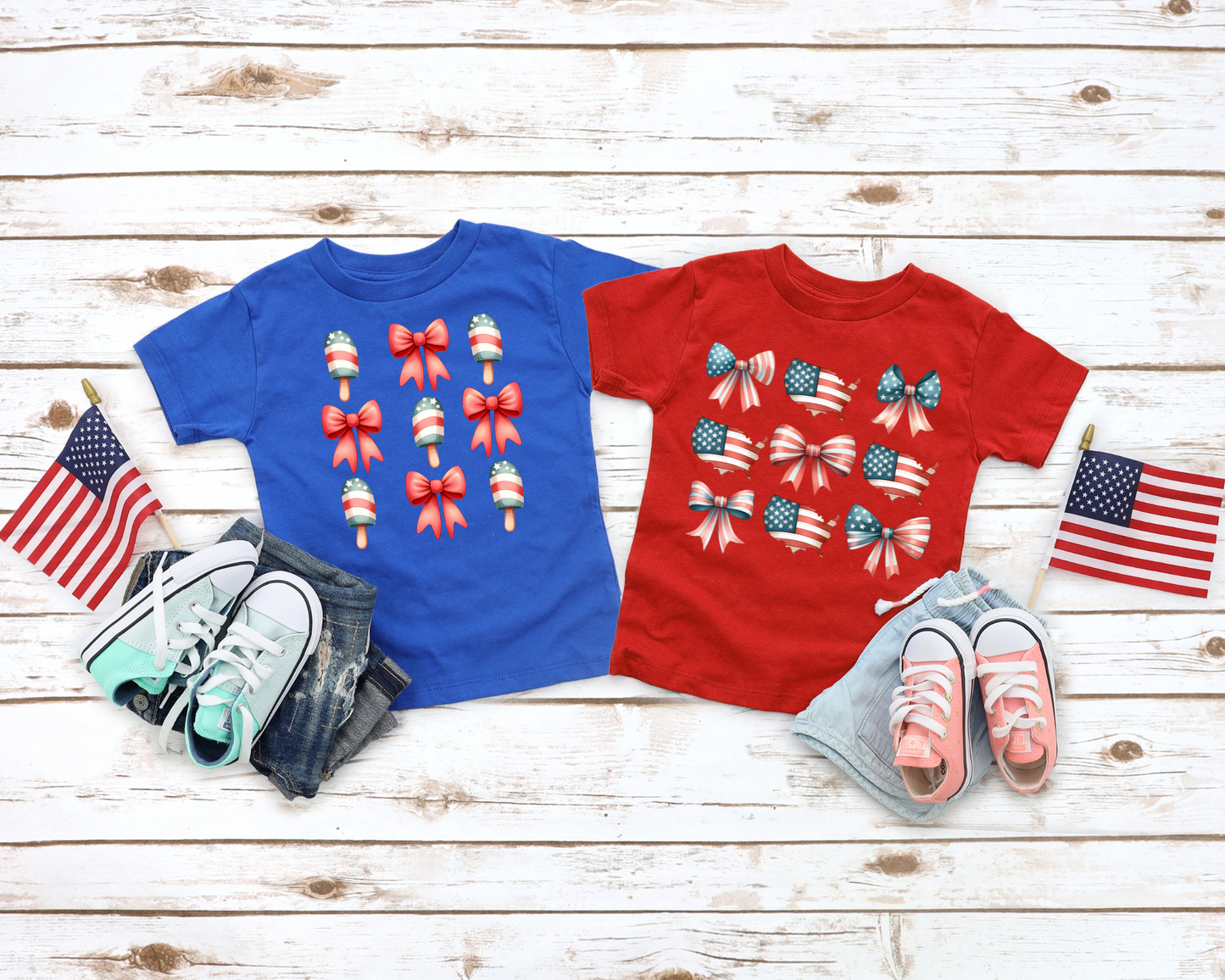 Youth 4th of July Bow Tees