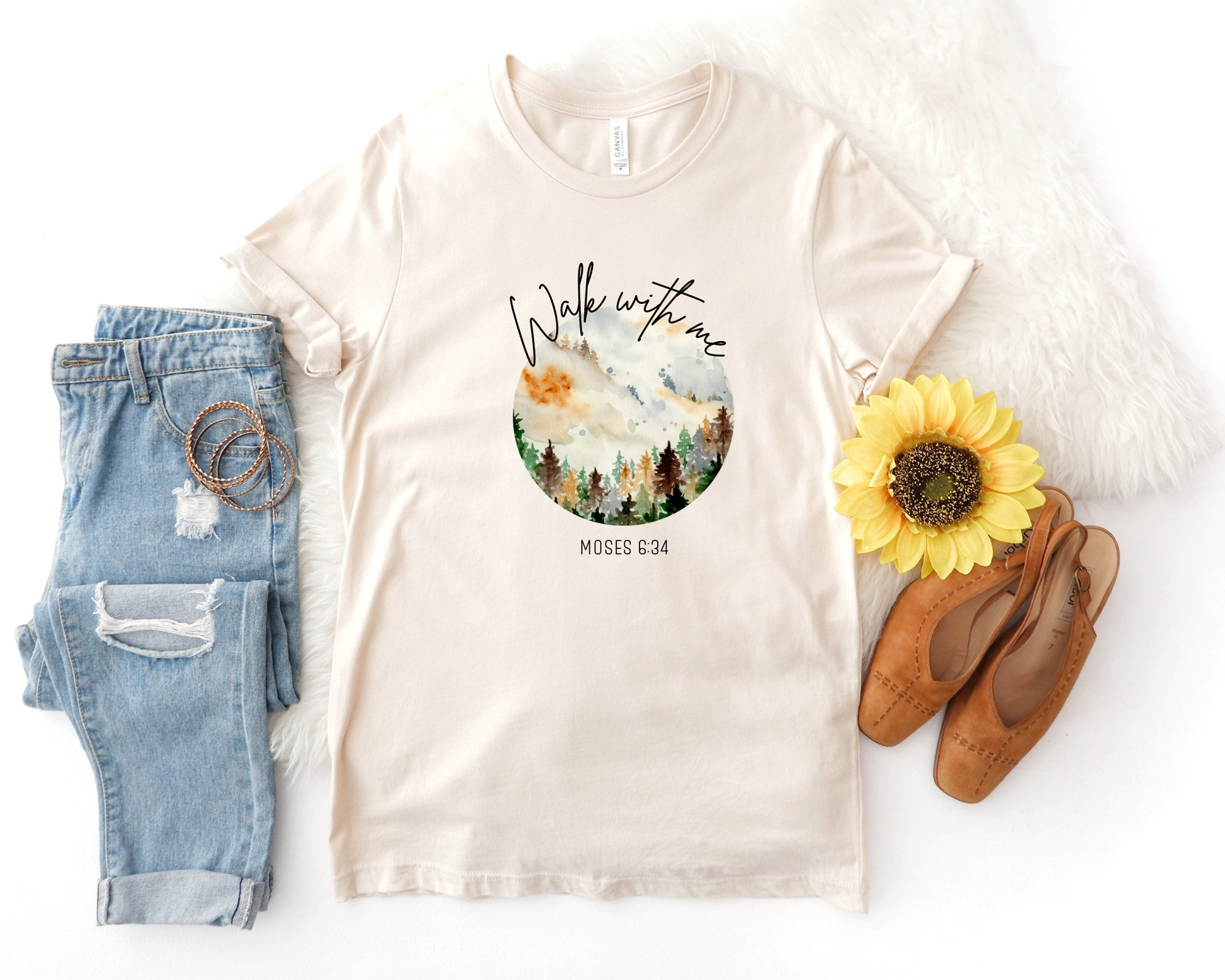Walk With Me | Moses 6:34 | Forest Tees La Bella Rose Boutique