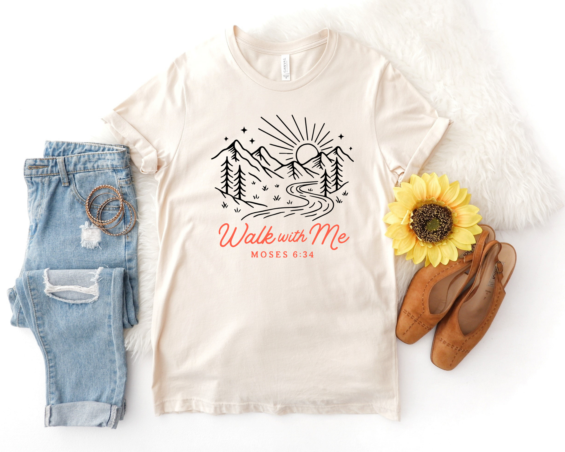 Walk With Me | Moses 6:34 | Tees La Bella Rose Boutique