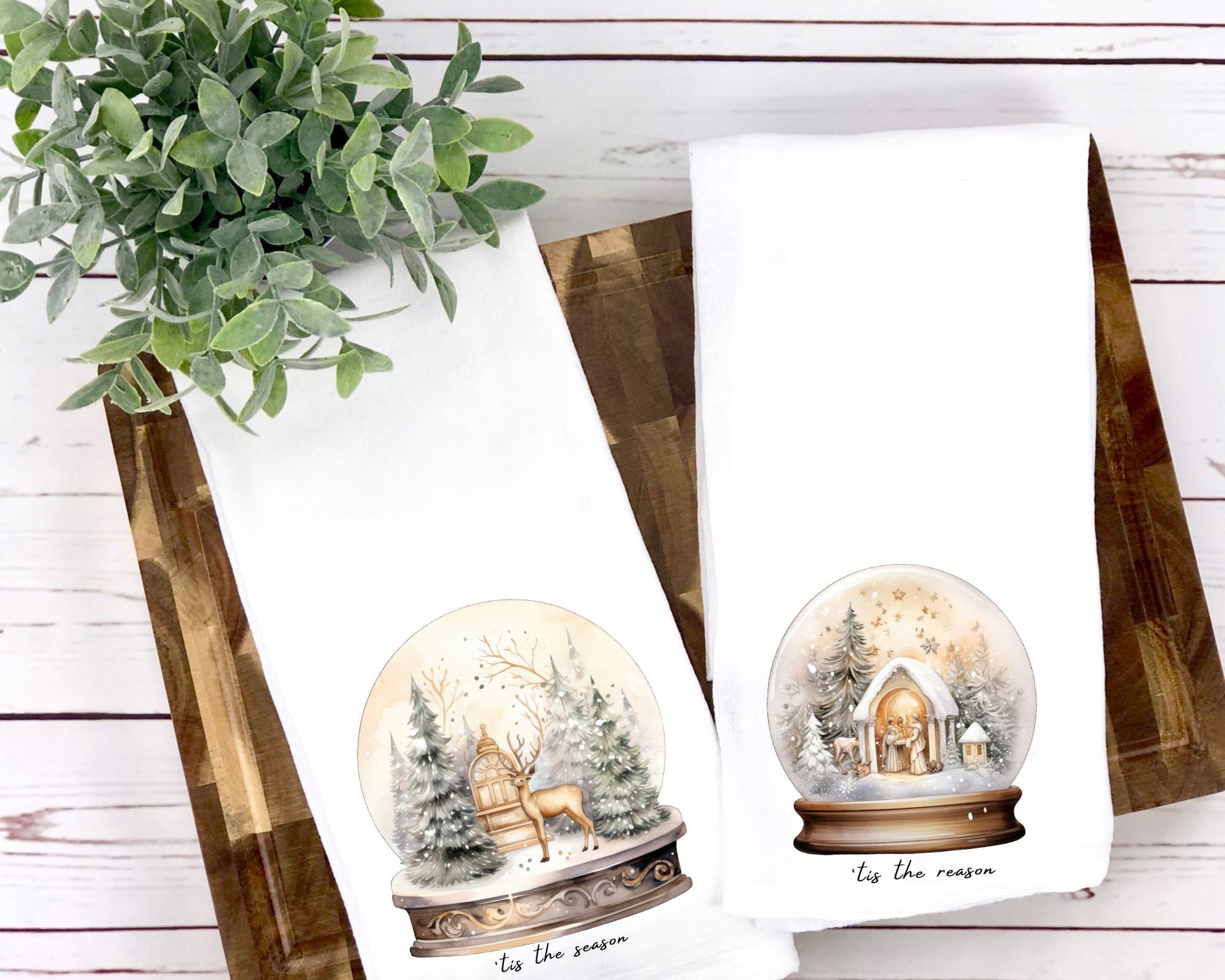 Festive Snow Globe Kitchen Towel La Bella Rose Boutique