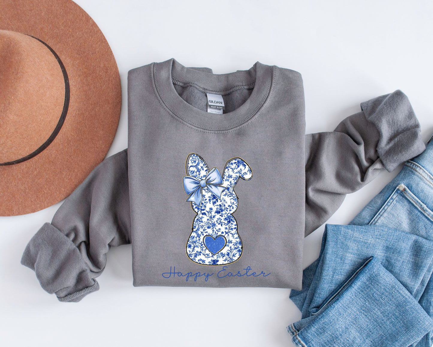 Happy Easter Bunny Sweatshirt, Rabbit Tee, Cute Easter Crewneck, Bunny Ears Sweater, Easter Day Gift, Rabbit Easter, Easter Egg Hunt Shirt