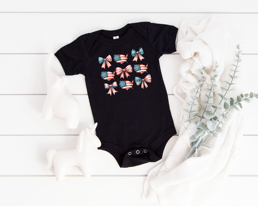 4th of July Bow Baby Bodysuits