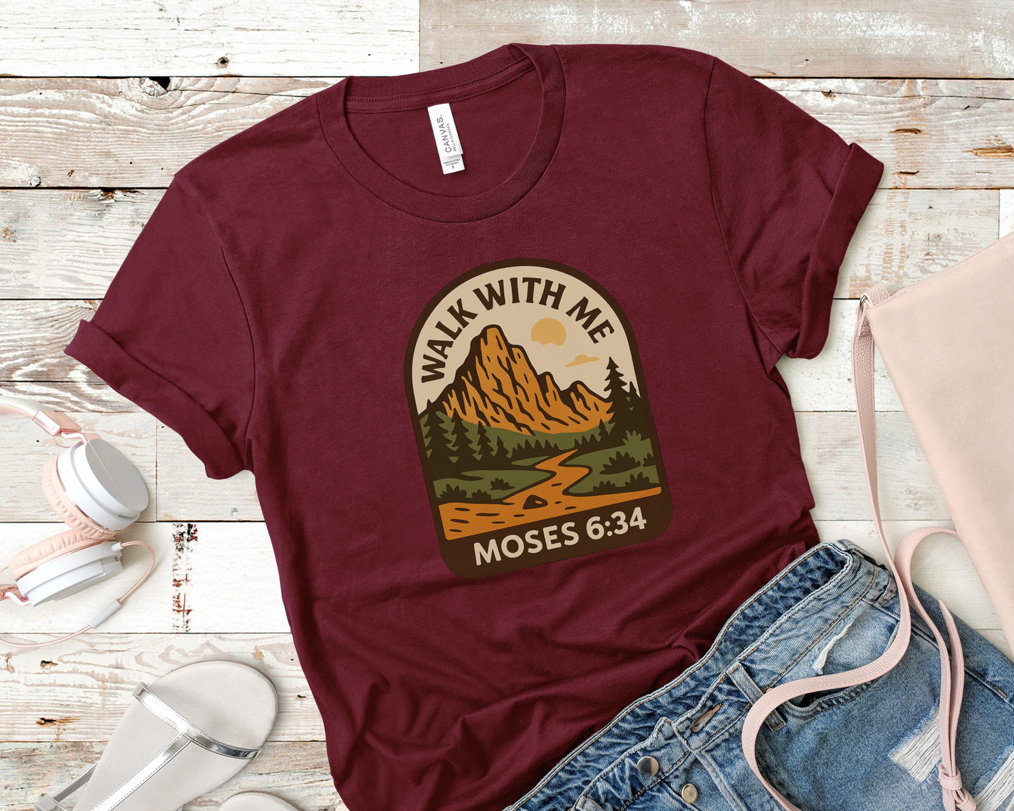 Walk With Me | Moses 6:34 | Mountain Tees La Bella Rose Boutique