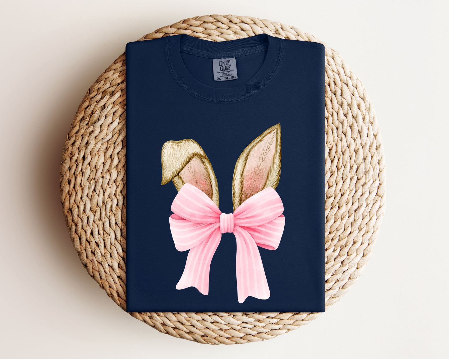 Bunny Ears Coquette Bow T-shirt, Easter Bunny Tee, Cute Easter Bunny Shirt, Bunny and Bows Tee, Easter Pink Bow Shirt, Easter Gift Shirts