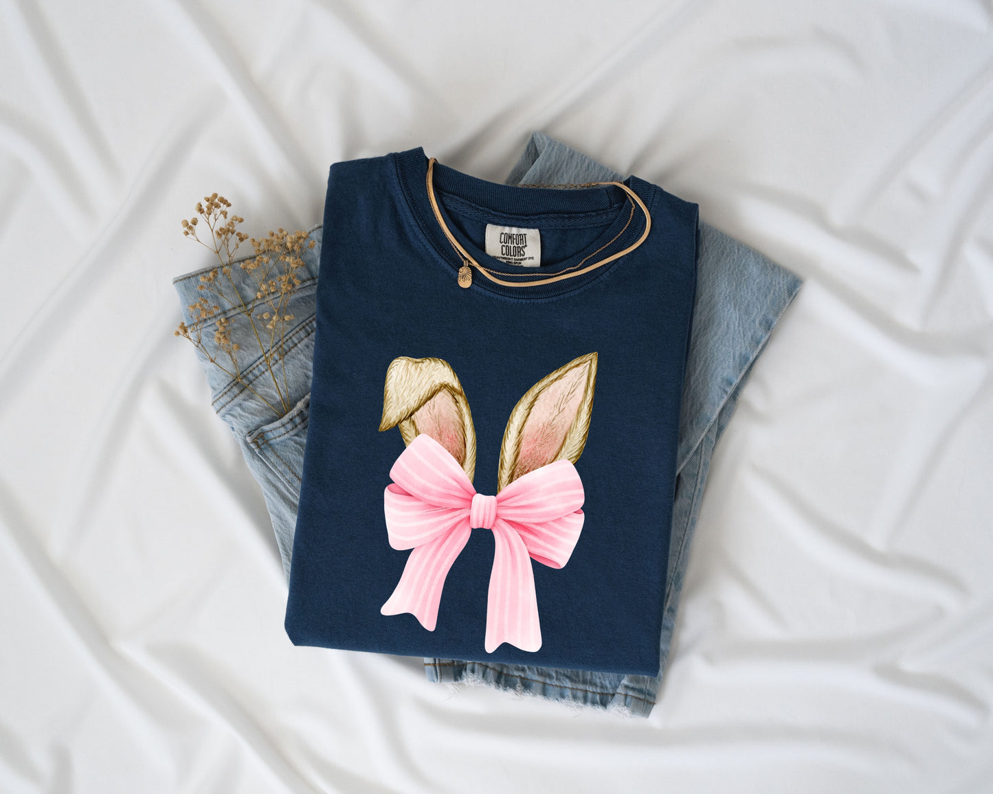 Bunny Ears Coquette Bow T-shirt, Easter Bunny Tee, Cute Easter Bunny Shirt, Bunny and Bows Tee, Easter Pink Bow Shirt, Easter Gift Shirts