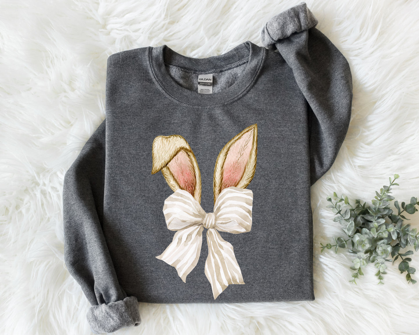 Easter Coquette Bow Cute Sweatshirt, Coquette Bunny Ears Crewneck, Bunny Bow Shirt, Easter Coquette for Mom, Mom Easter Shirt, Easter Bunny