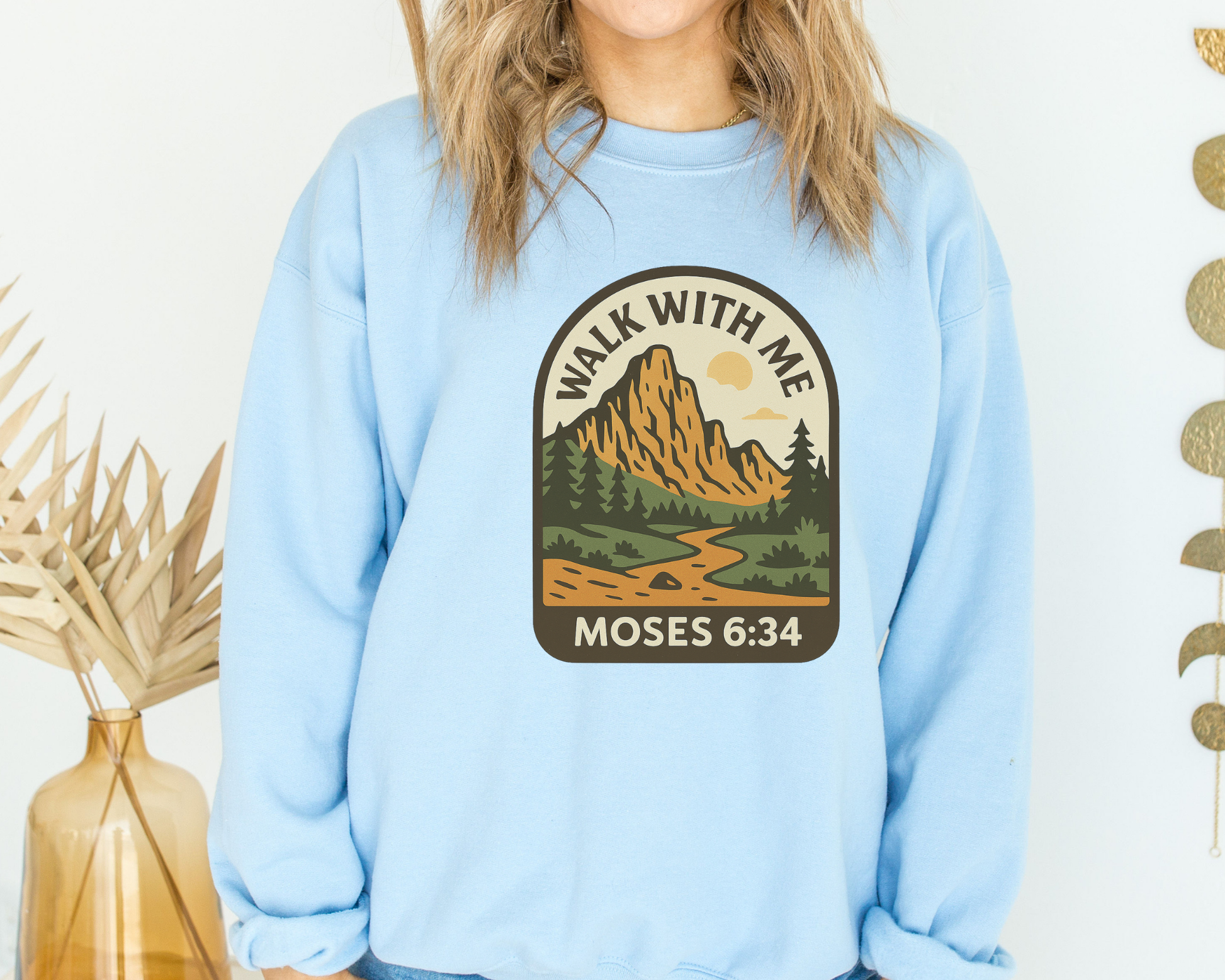 2026 Girls Camp | Walk With Me | Moses 6:34 | Mountain Range Sweatshirt La Bella Rose Boutique