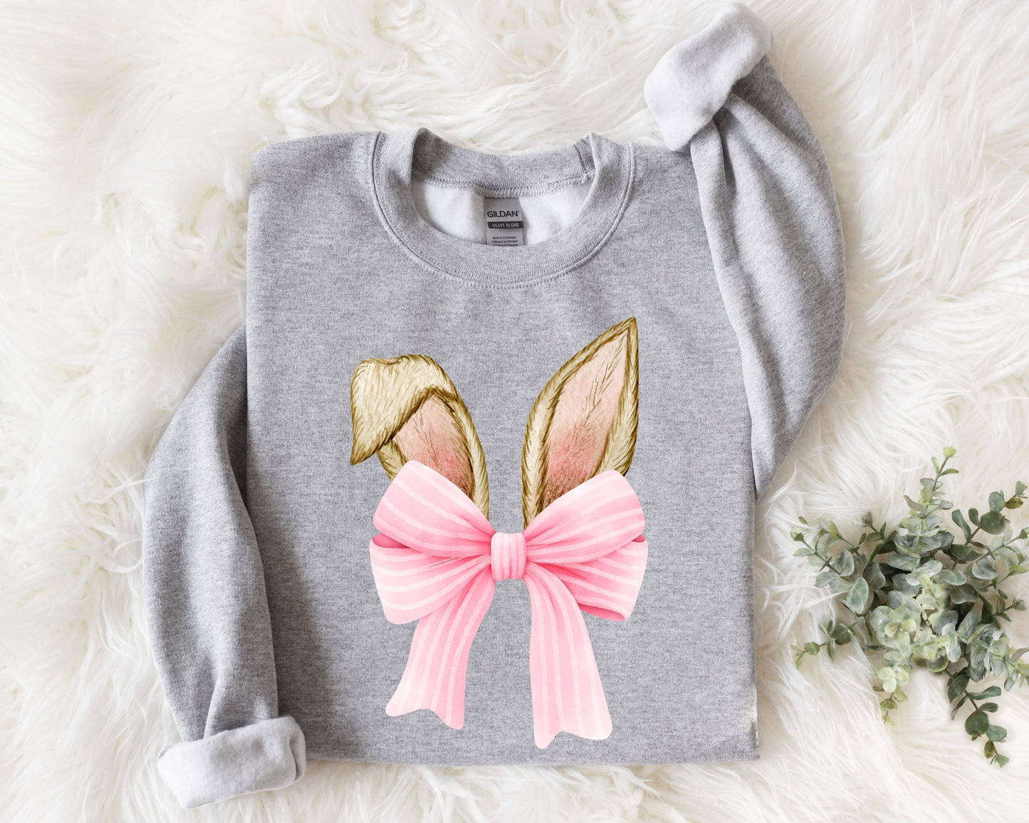 Easter Coquette Bow Cute Sweatshirt, Coquette Bunny Ears Crewneck, Bunny Bow Shirt, Easter Coquette for Mom, Mom Easter Shirt, Easter Bunny