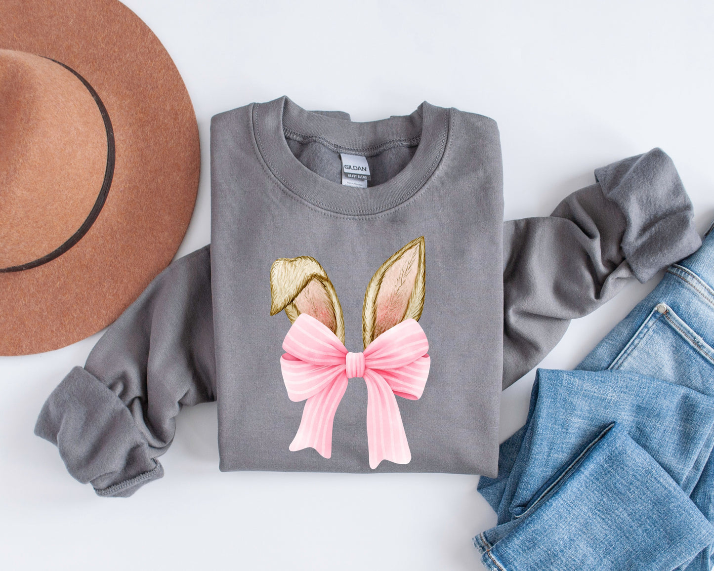 Easter Coquette Bow Cute Sweatshirt, Coquette Bunny Ears Crewneck, Bunny Bow Shirt, Easter Coquette for Mom, Mom Easter Shirt, Easter Bunny