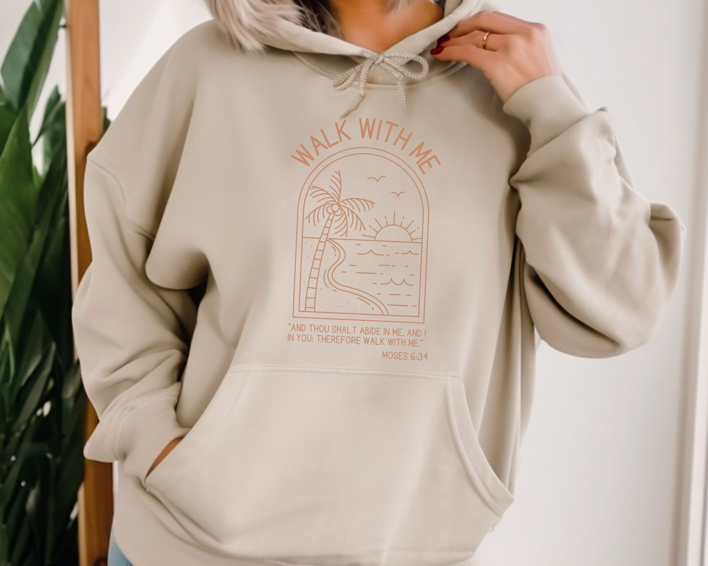 Walk With Me | Moses 6:34 | Foot Steps Hoodie Minimalist La Bella Rose Boutique