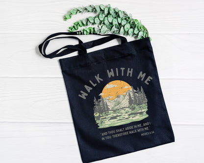 Walk With Me | Moses 6:34 | Minimalist Tote Bags SUNRISE La Bella Rose Boutique