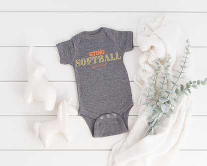 Vintage Softball Baby Bodysuit