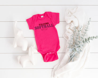 Vintage Softball Baby Bodysuit