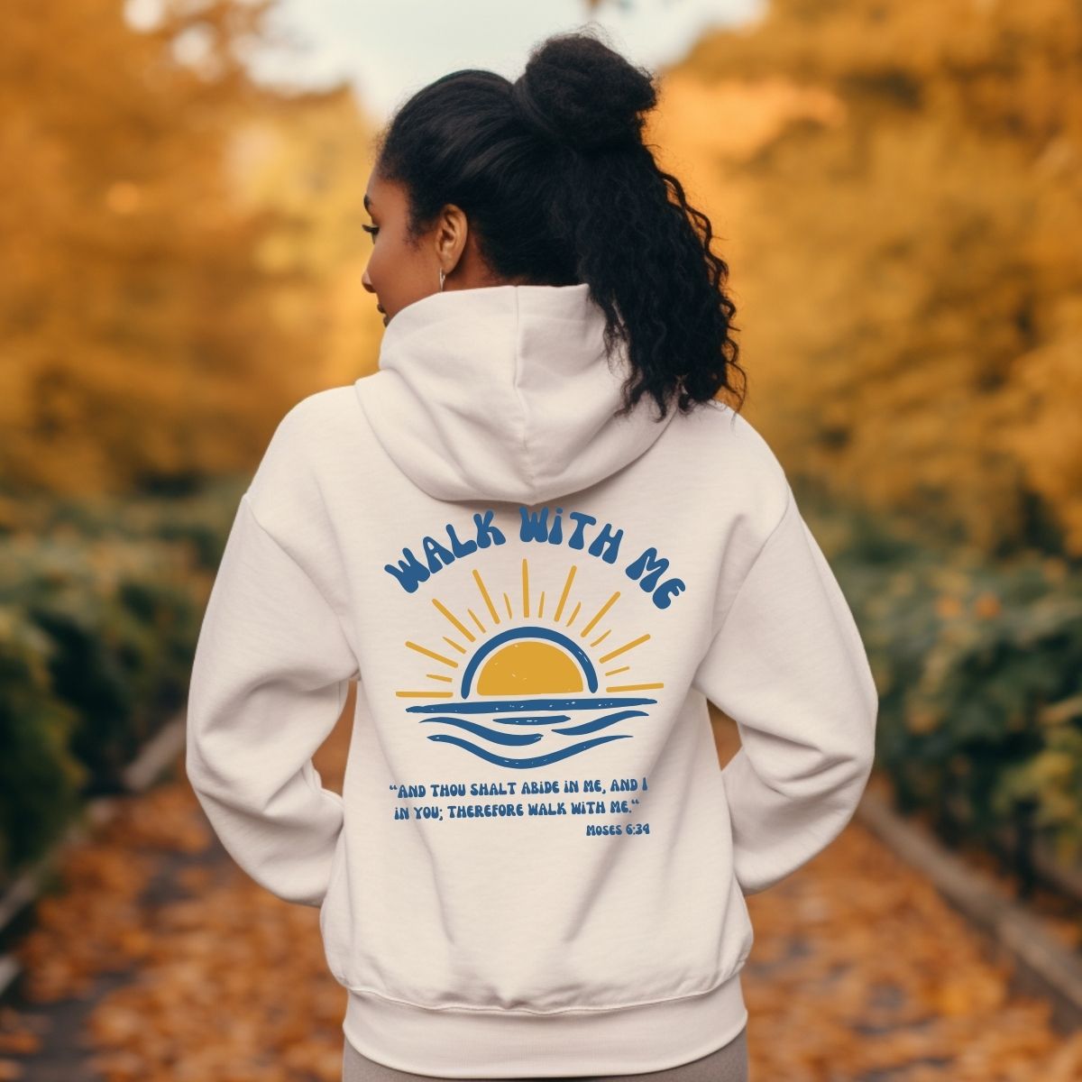 Walk With Me | Moses 6:34 | Foot Steps Hoodie Sunset La Bella Rose Boutique