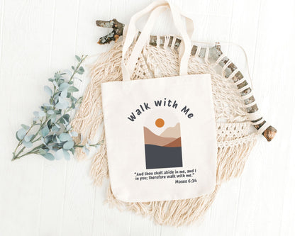 Walk With Me | Moses 6:34 | Minimalist Tote Bags envelope La Bella Rose Boutique