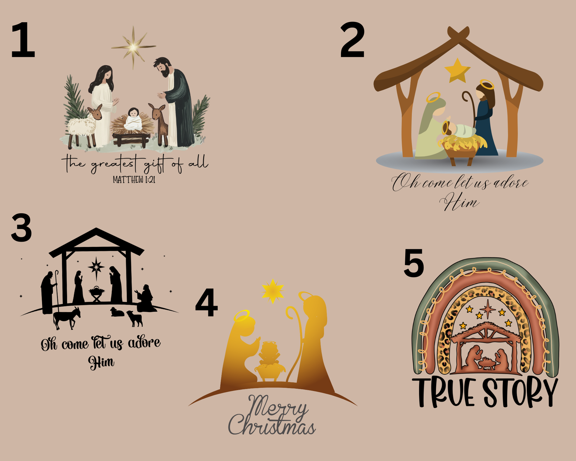 Christmas Ornaments - Handcrafted Nativity Scene La Bella Rose Boutique