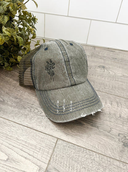 Custom Embroidered Wildflower Hat