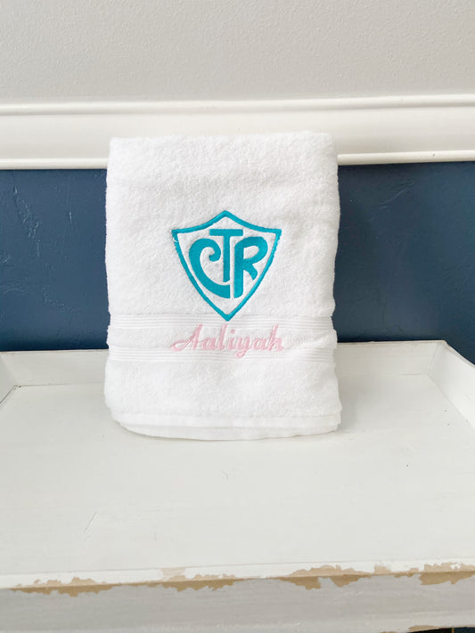 12 Personalized Embroidery CTR Baptism Towel