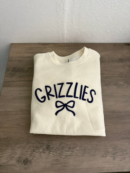 Grizzlies with Bow 3d Puff crewneck sweatshirt or Hoodie