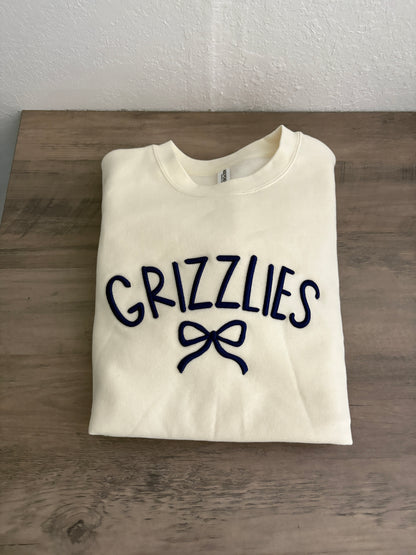 Grizzlies with Bow 3d Puff crewneck sweatshirt or Hoodie