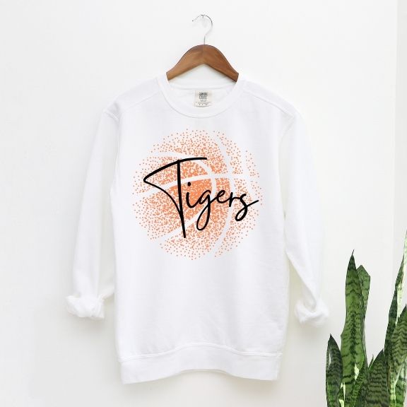 Personalized Faded Basketball Comfort Color Sweatshirt