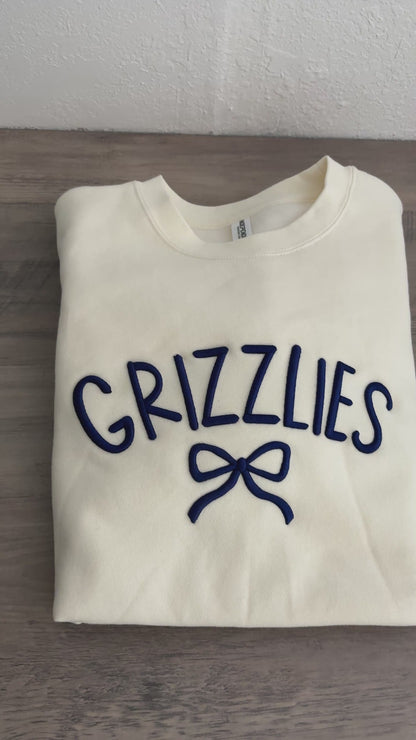 Grizzlies with Bow 3d Puff crewneck sweatshirt or Hoodie