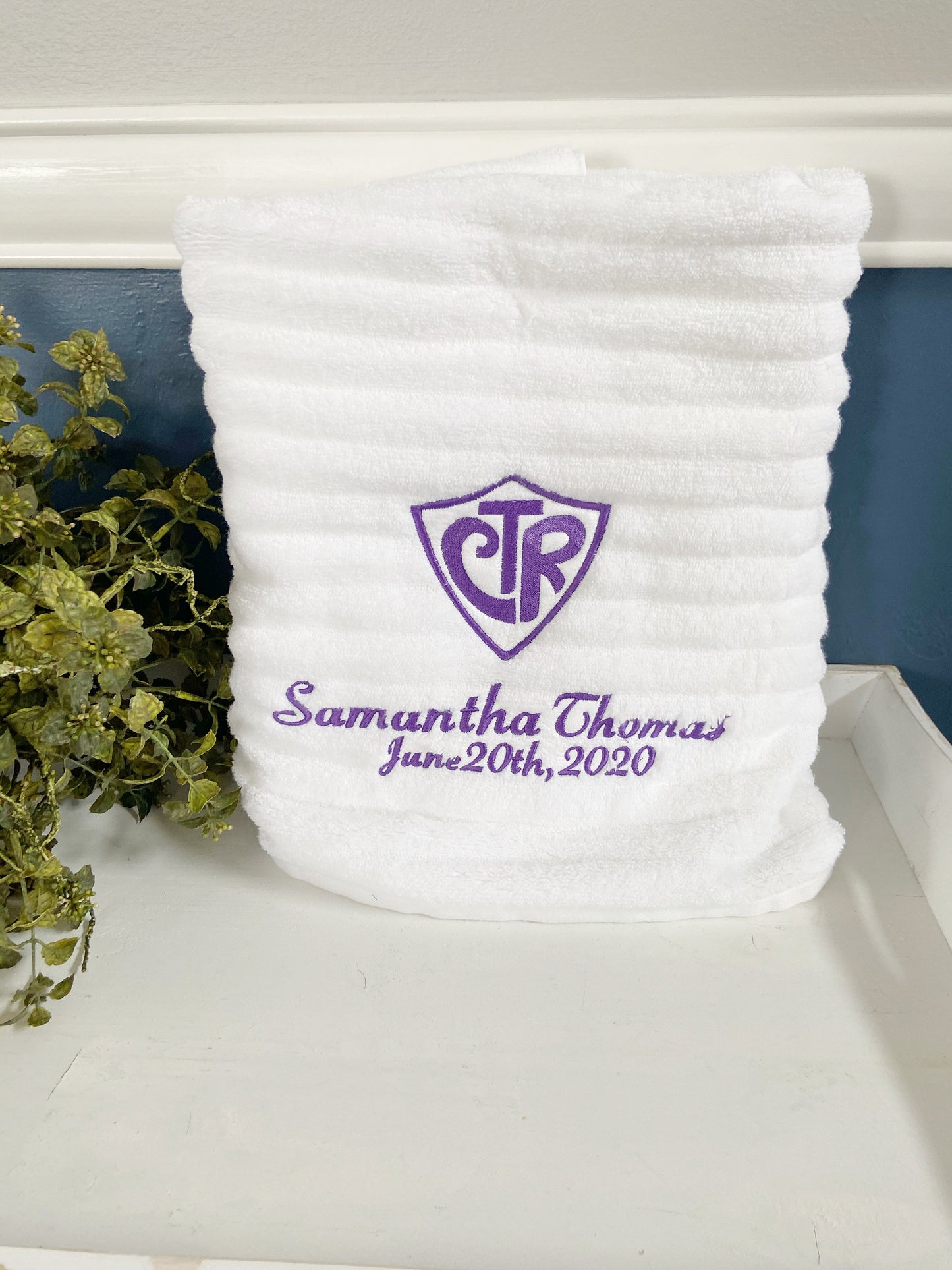 Personalized Embroidery CTR Baptism Towel